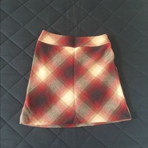 Woolly plaid A-line mini skirt